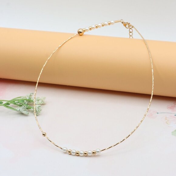 Elegant Rose Gold Beaded Necklace with Pearl & Adjustable Length, XPNL0288 - Picture 11 of 12
